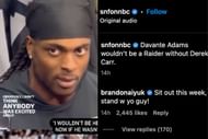 Aiyuk's response to Adams about the benching of Derek Carr. Source: SNF on NBC